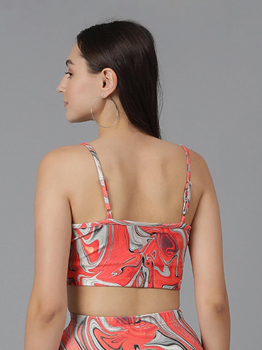 Kotty Printed Shoulder Straps Crop Top