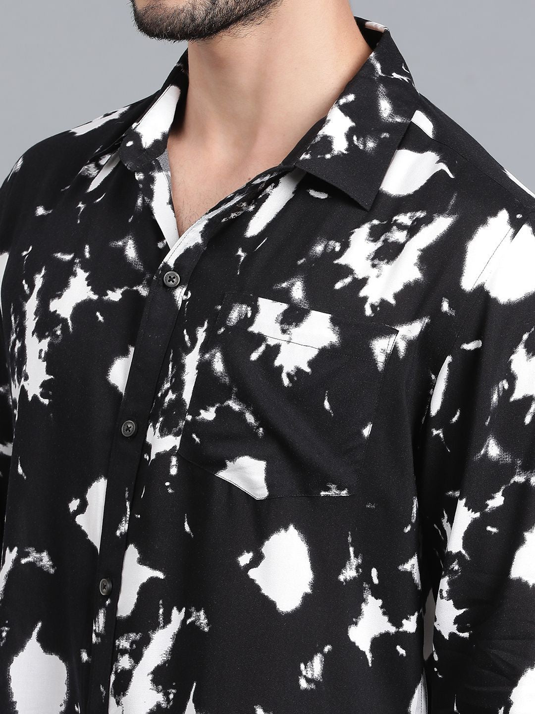 Kotty Men Spread Collar Dyed Casual Shirt