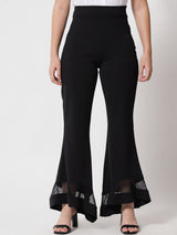 Kotty Women Black Relaxed Flared High-Rise Easy Wash Trousers