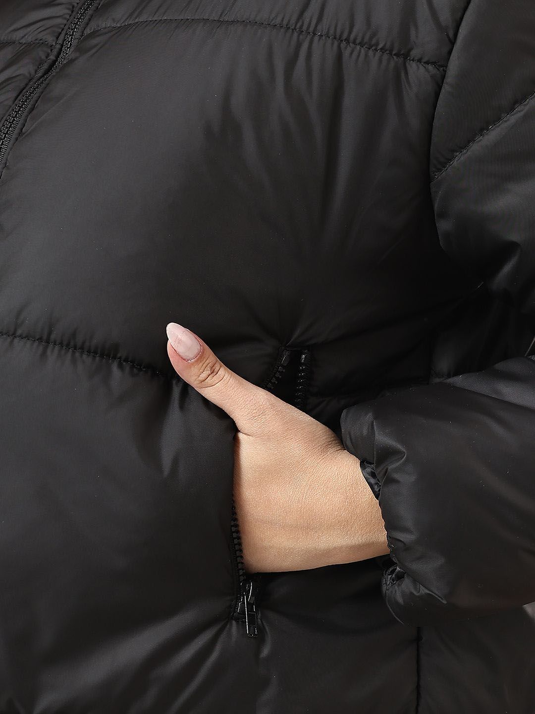 Kotty Women Mock Collar Solid Casual Puffer Insulator Jacket