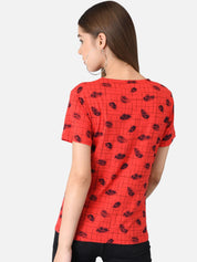 Kotty Women Pack of 2 Pink & Red Printed Round Neck T-shirts