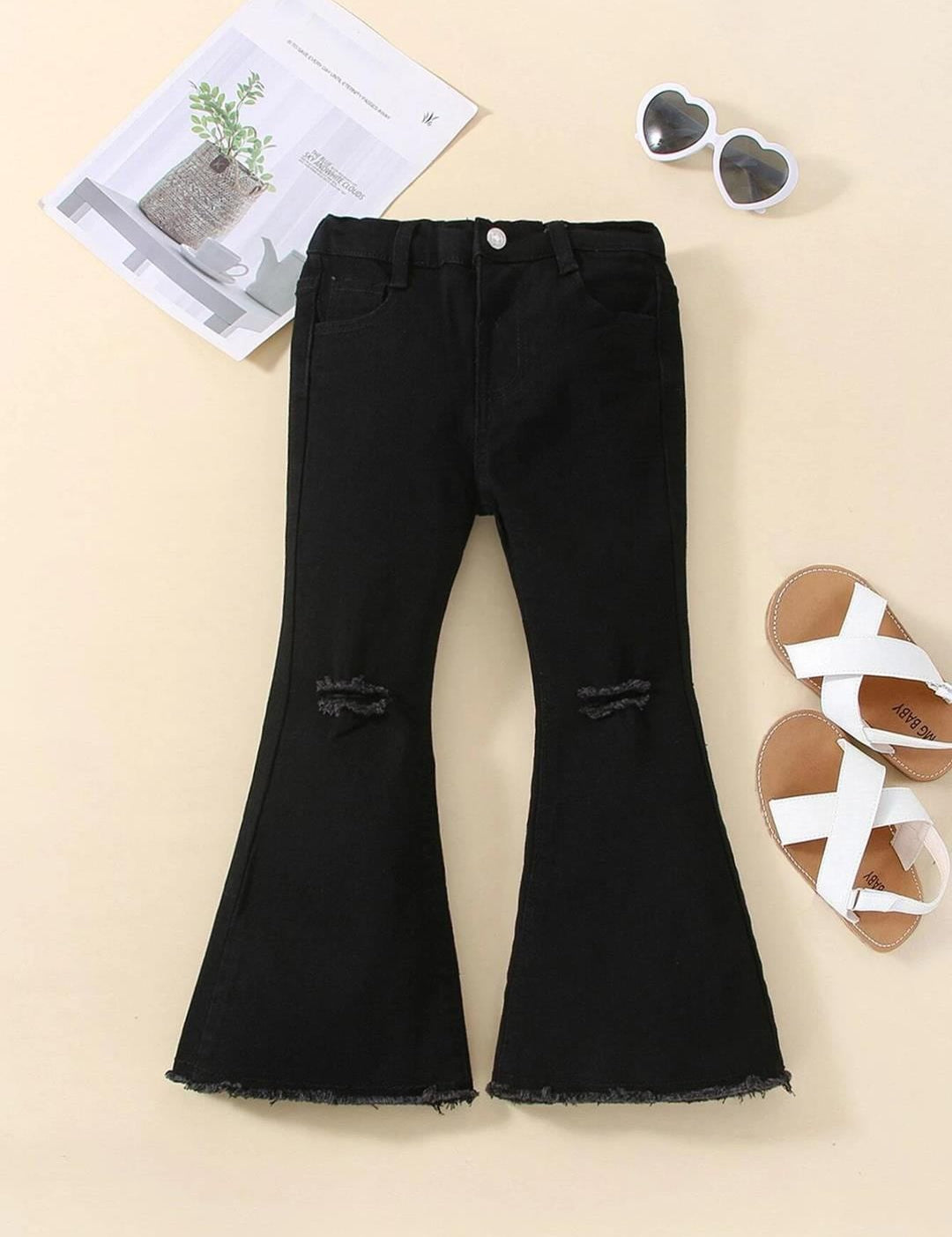 Kotty Girls Jean Bootcut Slash Knee Stretchable Jeans