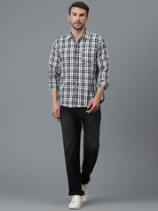Kotty New Tartan Checks Spread Collar Casual Shirt