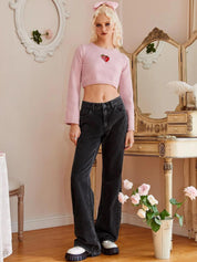 Kotty Women Black Jean Straight Fit Mid-Rise Clean Look Stretchable Jeans