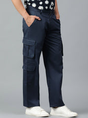 Kotty Men Relaxed Low-Rise Easy Wash Cargos Trousers