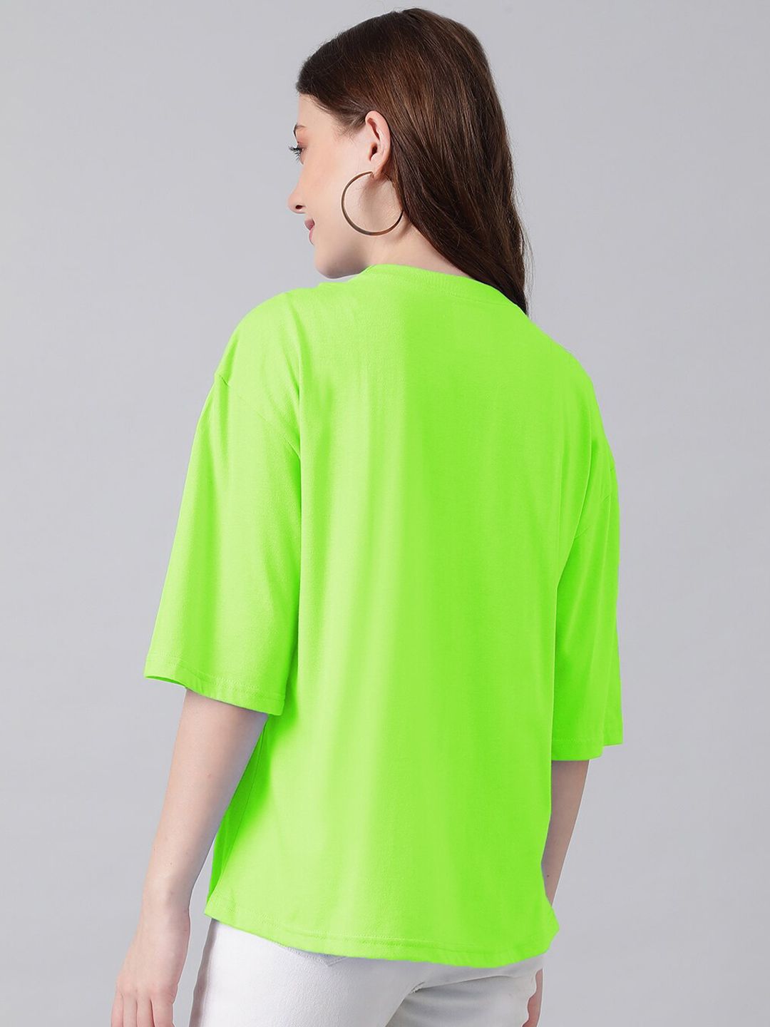 KOTTY Basics Round Neck Drop-Shoulder Sleeves Oversized T-shirt