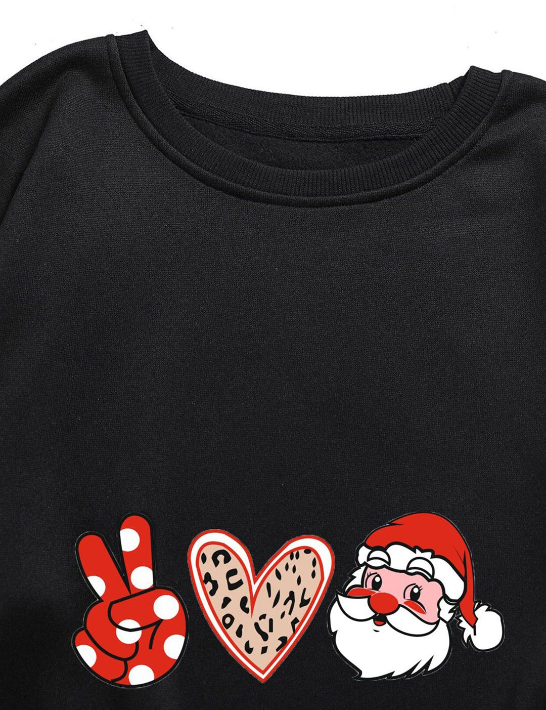 Kotty Black Graphic Printed Round Neck Pullover Sweatshirt