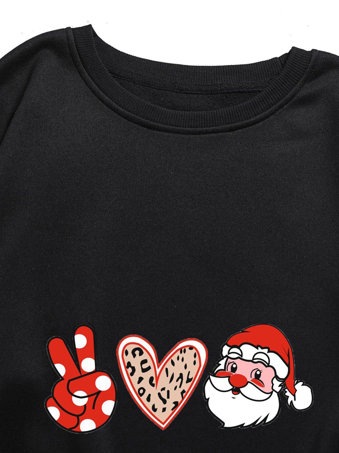 Kotty Black Graphic Printed Round Neck Pullover Sweatshirt