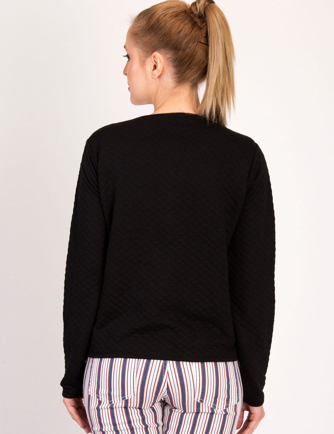 Kotty Women Black Self Design Open Front Jacket