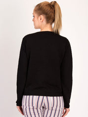 Kotty Women Black Self Design Open Front Jacket