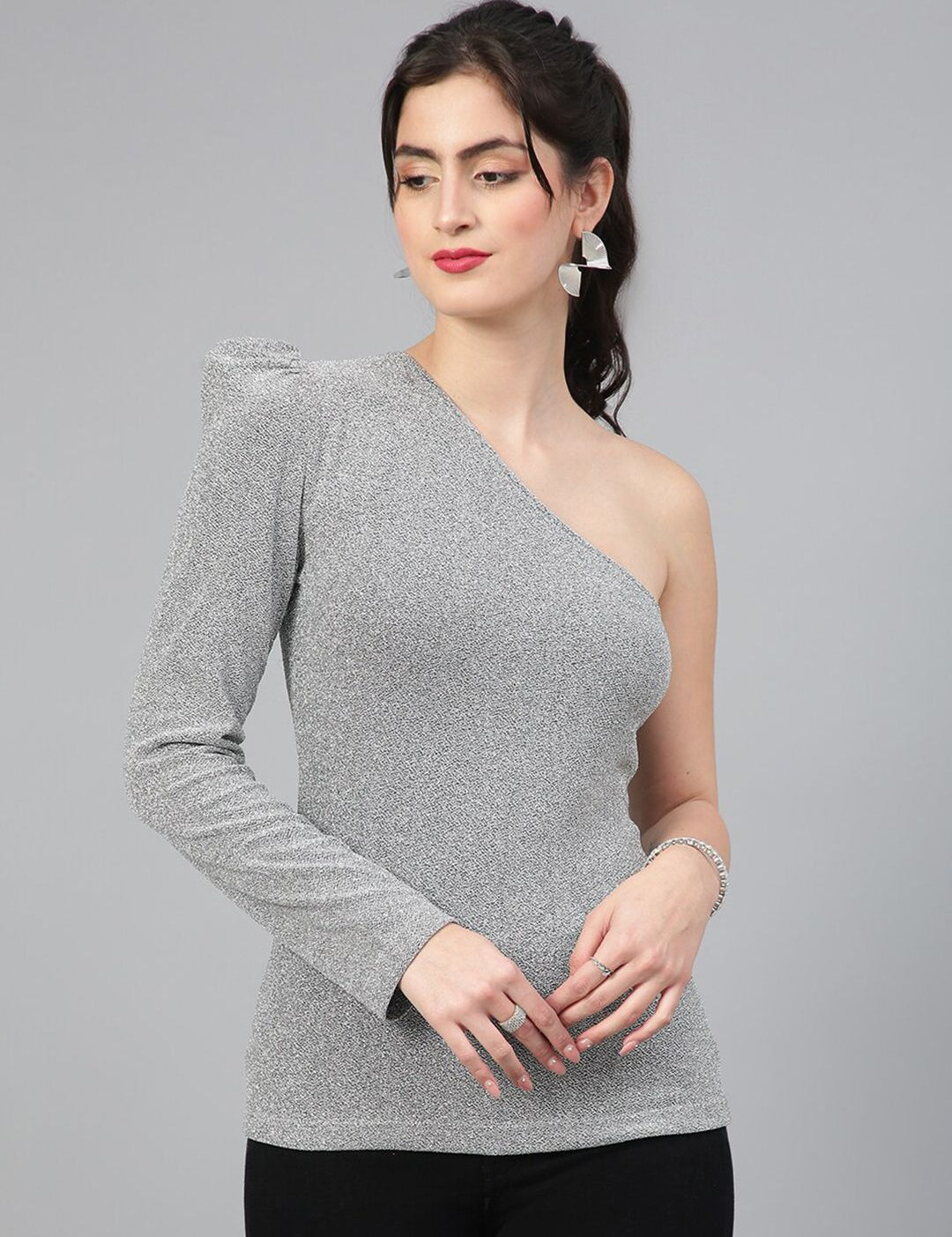 Kotty One Shoulder Puffed Sleeve Party Top