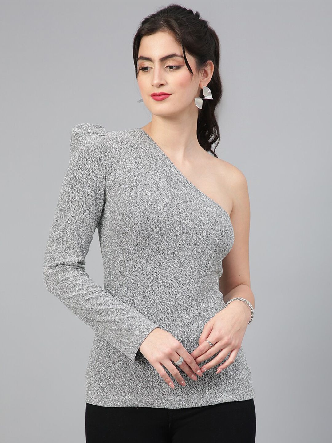 Kotty One Shoulder Puffed Sleeve Party Top