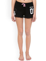 Kotty Women Black Graphic Printed Lounge Shorts