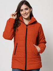 Kotty Women Rust Longline Outdoor Puffer Jacket