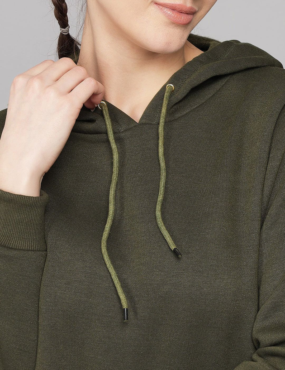 Kotty Women Olive Solid Sweatshirt With Sweatpant