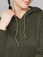 Kotty Women Olive Solid Sweatshirt With Sweatpant