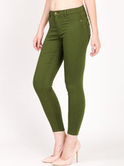Kotty Women Olive Green Skinny Fit High-Rise Clean Look Jeans