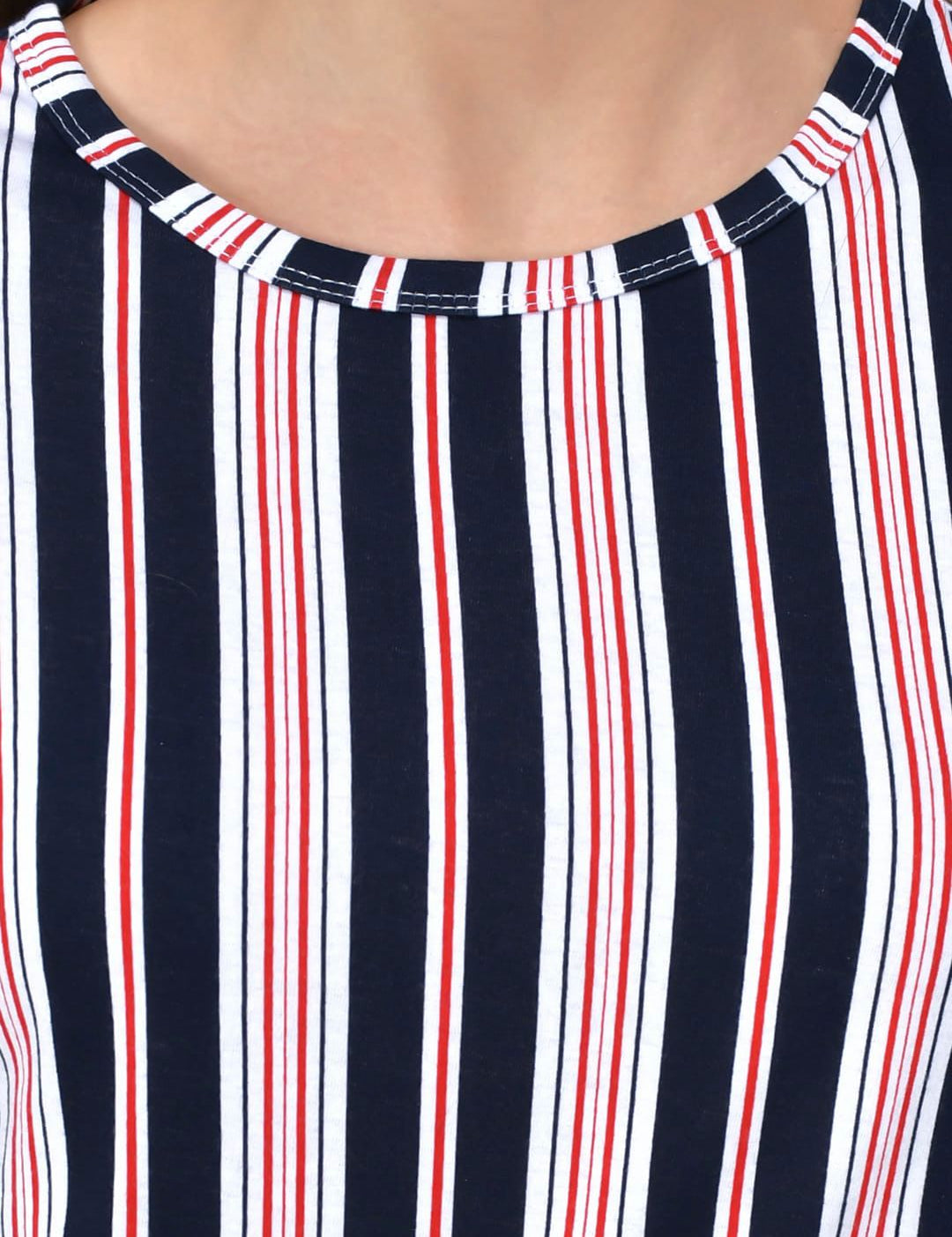 Kotty Women Blue & White Striped Night Suit