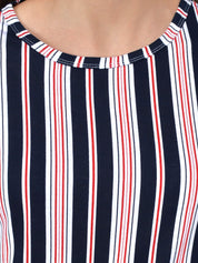 Kotty Women Blue & White Striped Night Suit