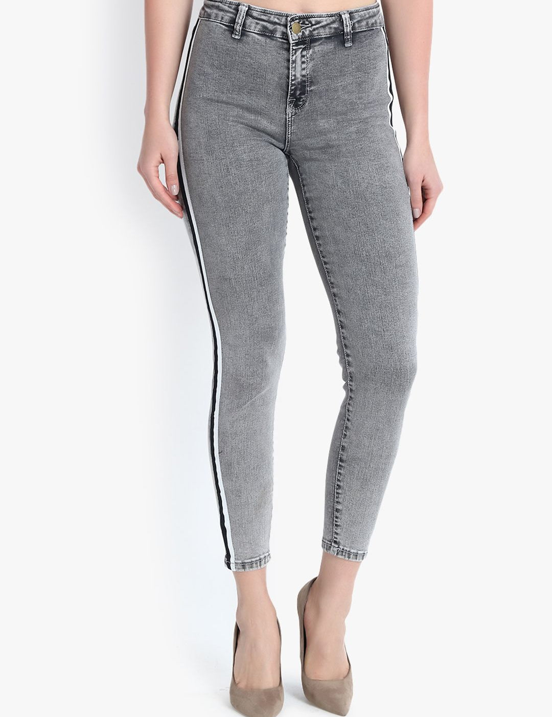 Kotty Women Grey Skinny Fit High-Rise Clean Look Stretchable Jeans