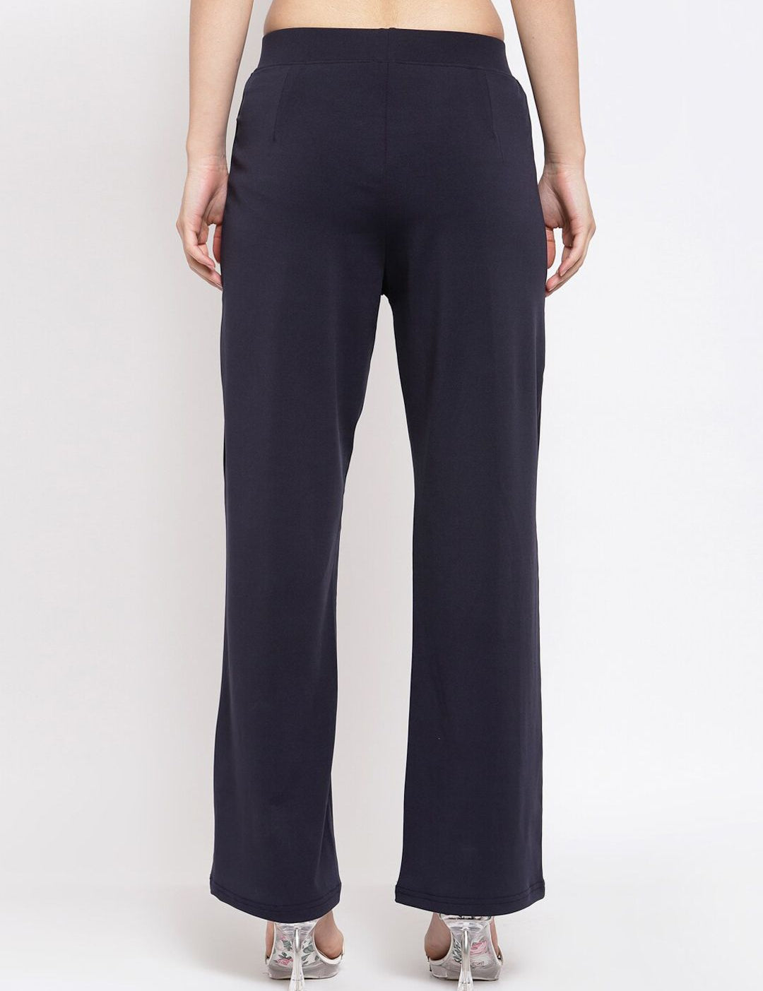 Kotty Women Black Flared High-Rise Bootcut Trousers