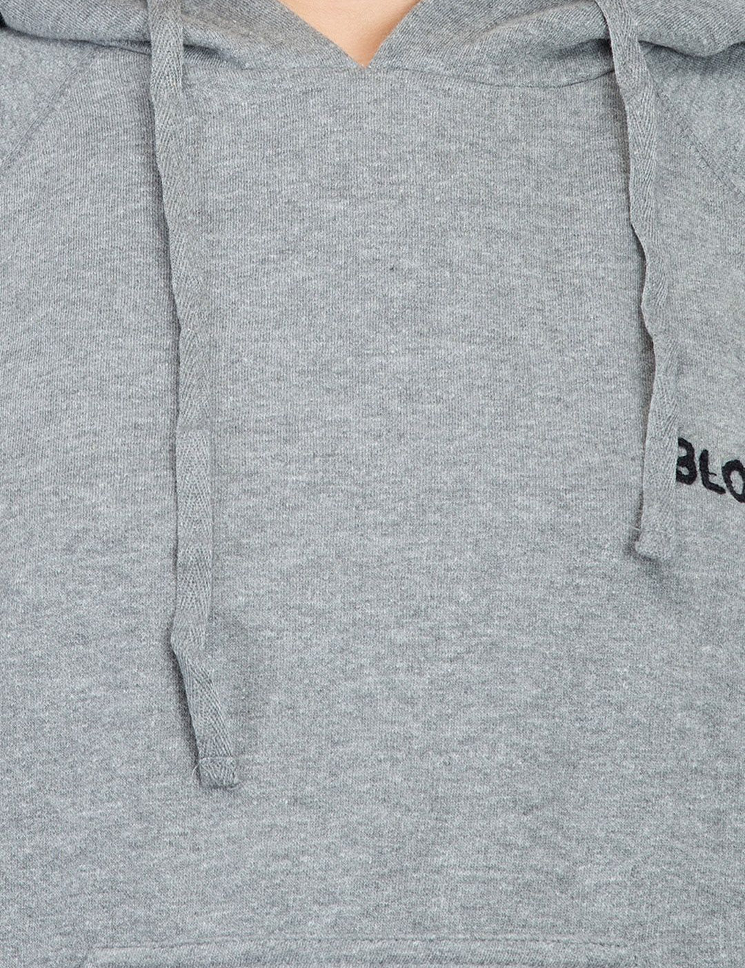 Kotty Women Grey Solid Hooded Sweatshirt