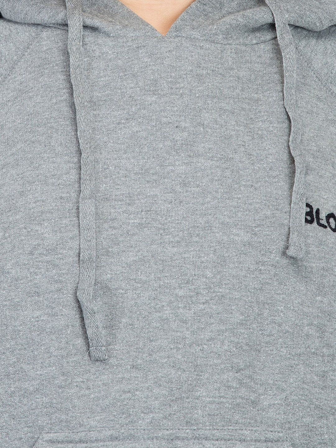 Kotty Women Grey Solid Hooded Sweatshirt