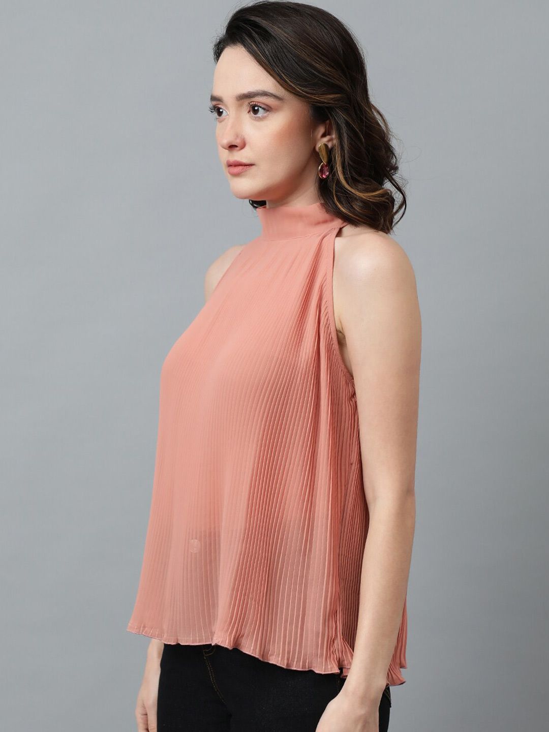 Kotty Pink High Neck Crepe Top