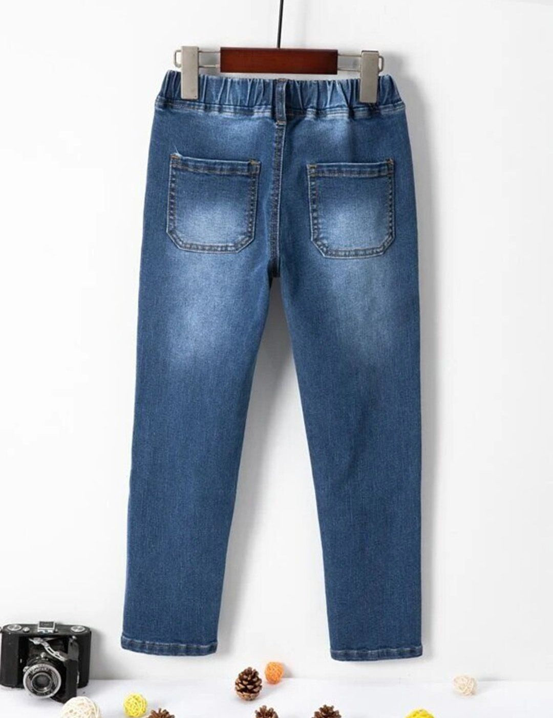 Kotty Boys Blue Jean Low Distress Elasticated Waist Regular Fit Heavy Fade Jeans