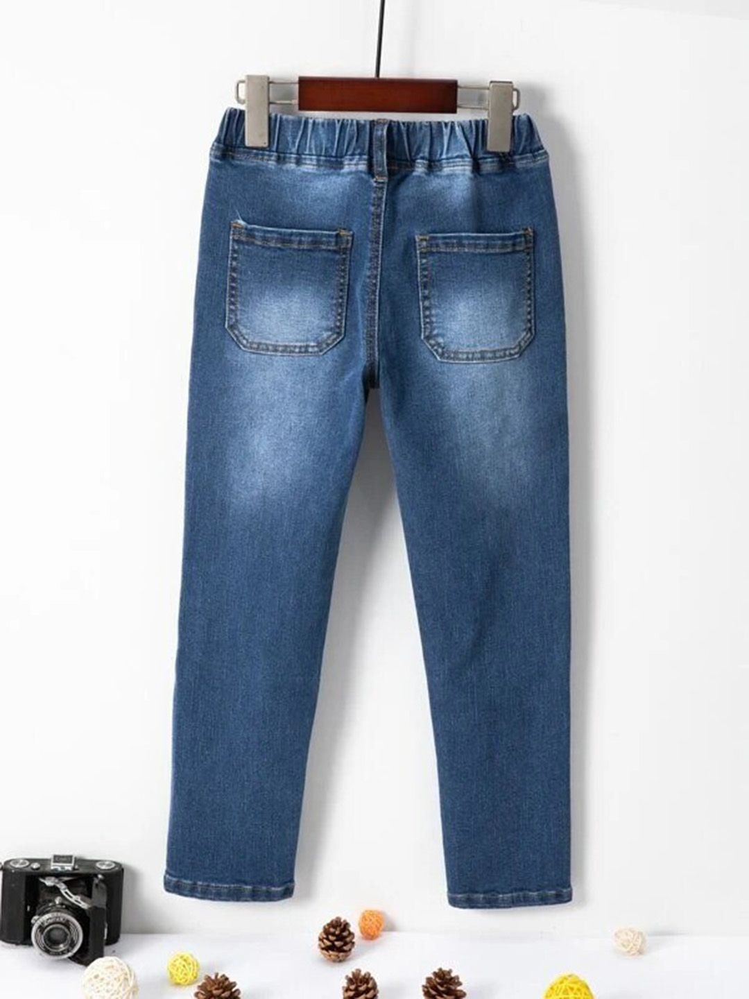 Kotty Boys Blue Jean Low Distress Elasticated Waist Regular Fit Heavy Fade Jeans