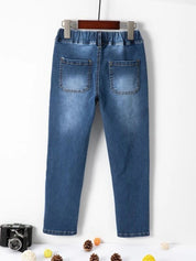 Kotty Boys Blue Jean Low Distress Elasticated Waist Regular Fit Heavy Fade Jeans