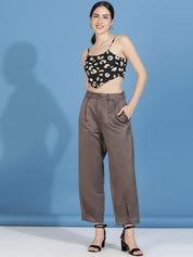 Kotty Women Relaxed High-Rise Easy Wash Pleated Peg Trousers