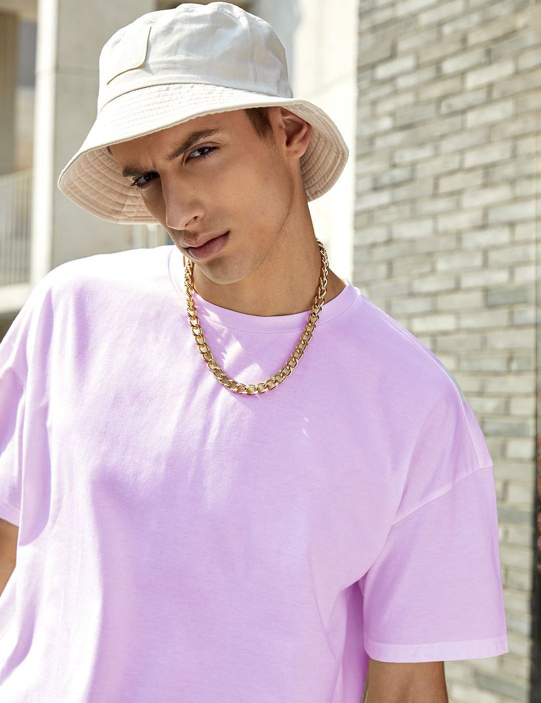 Kotty Purple Drop-Shoulder Sleeves Oversized Cotton Casual T-Shirt