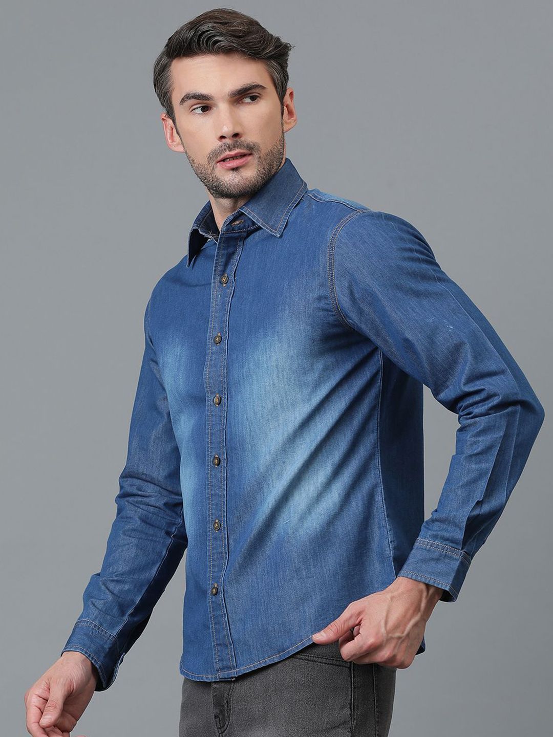 Kotty Men Faded Spread Collar Casual Shirt