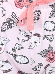 Kotty Women Pink & Grey Printed Lounge Shorts KTTSLEEPSHORTS234