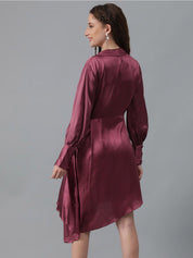 Kotty Pink Cuffed Sleeves Fit & Flare Dress