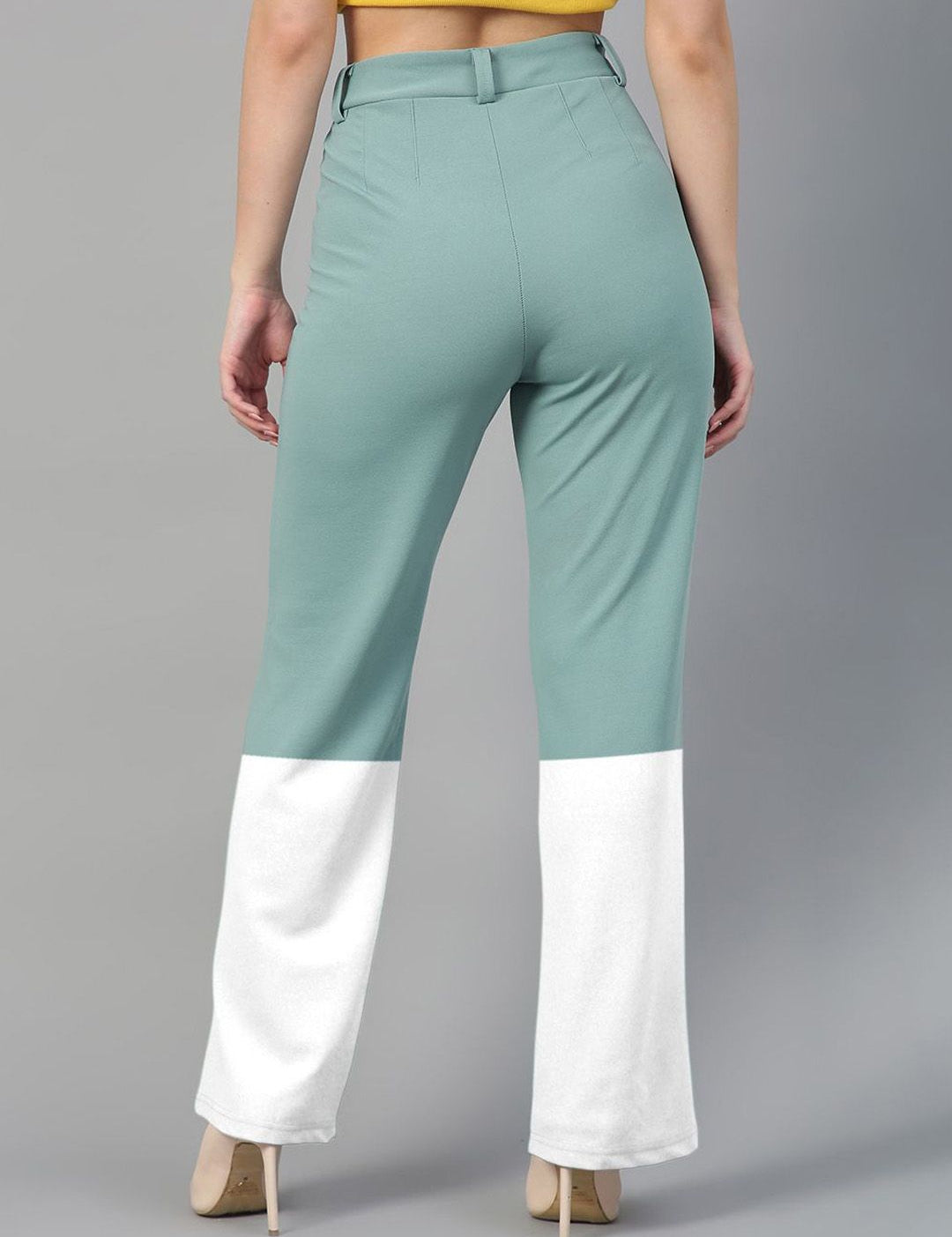 Kotty Women Colourblocked Straight Fit High-Rise Trousers