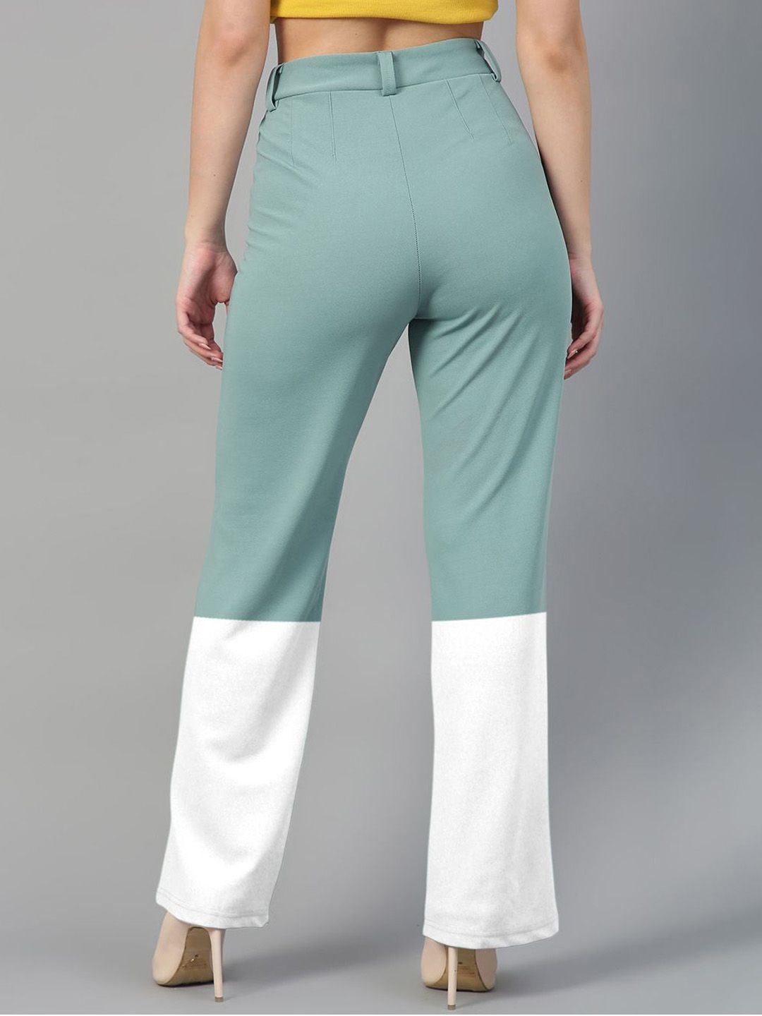 Kotty Women Colourblocked Straight Fit High-Rise Trousers