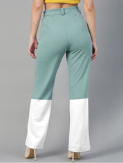 Kotty Women Colourblocked Straight Fit High-Rise Trousers