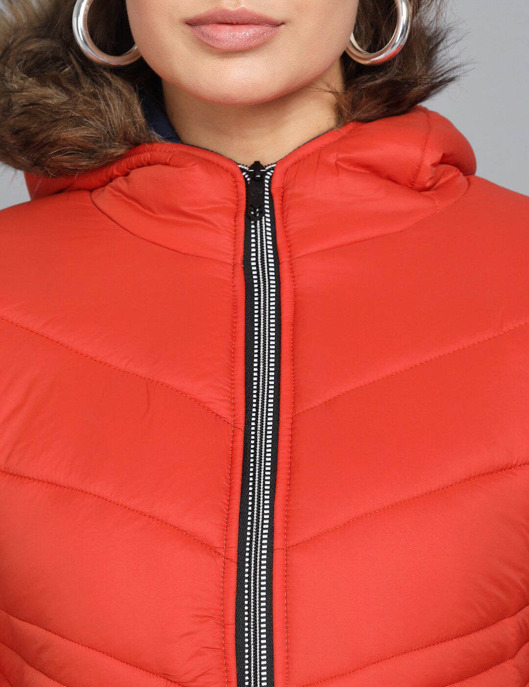 Kotty Women Orange Outdoor Hooded Puffer Jacket