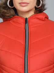 Kotty Women Orange Outdoor Hooded Puffer Jacket