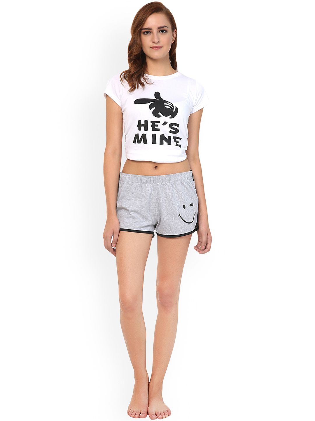 Kotty Women Grey Printed Lounge Shorts