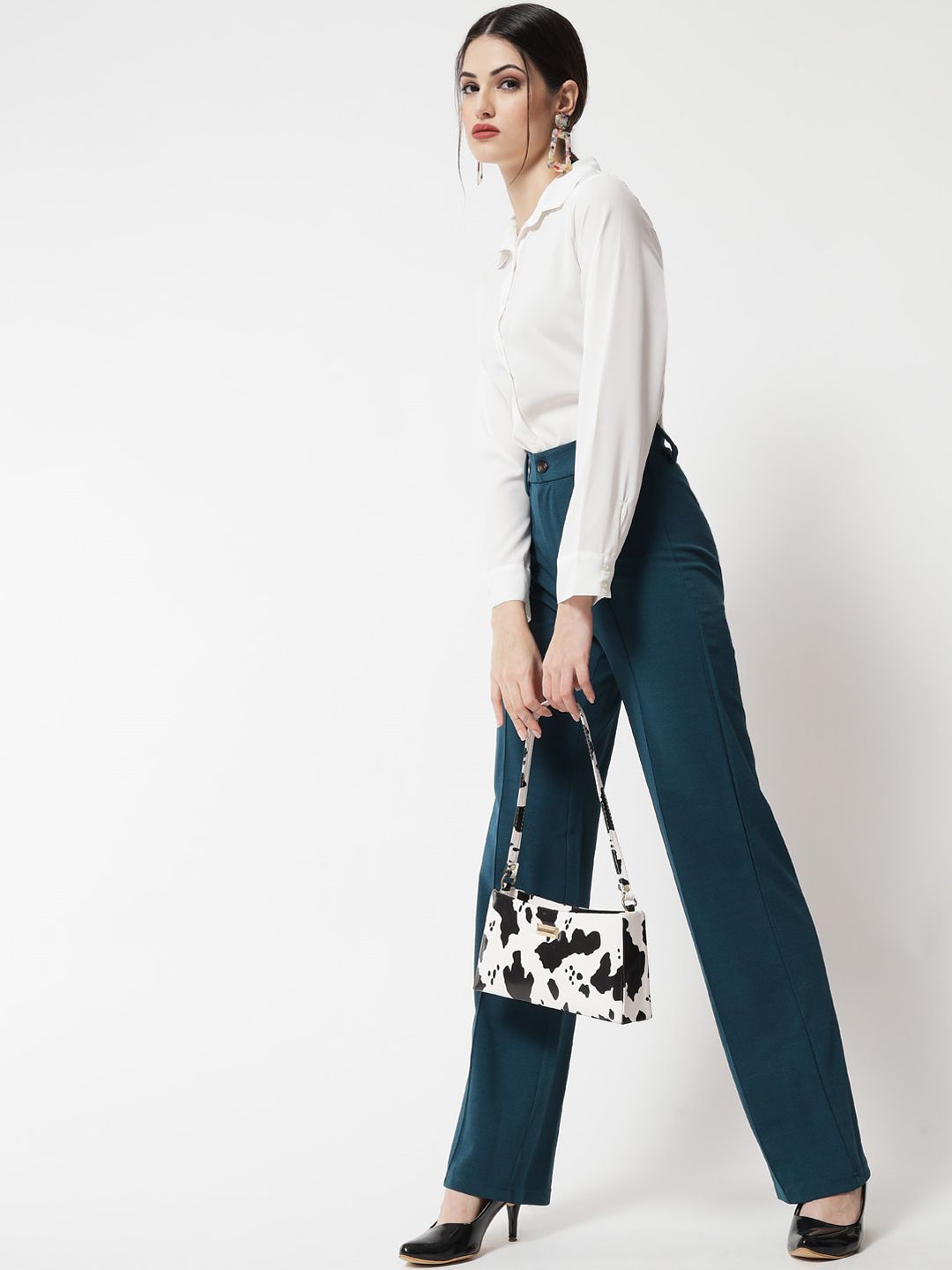 KOTTY BIZwear Women Pack Of 2 Straight Fit High-Rise Easy Wash Relaxed Trousers