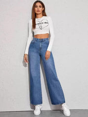 Kotty Blue Women Jean Straight Fit High-Rise Clean Look Light Fade Stretchable Jeans