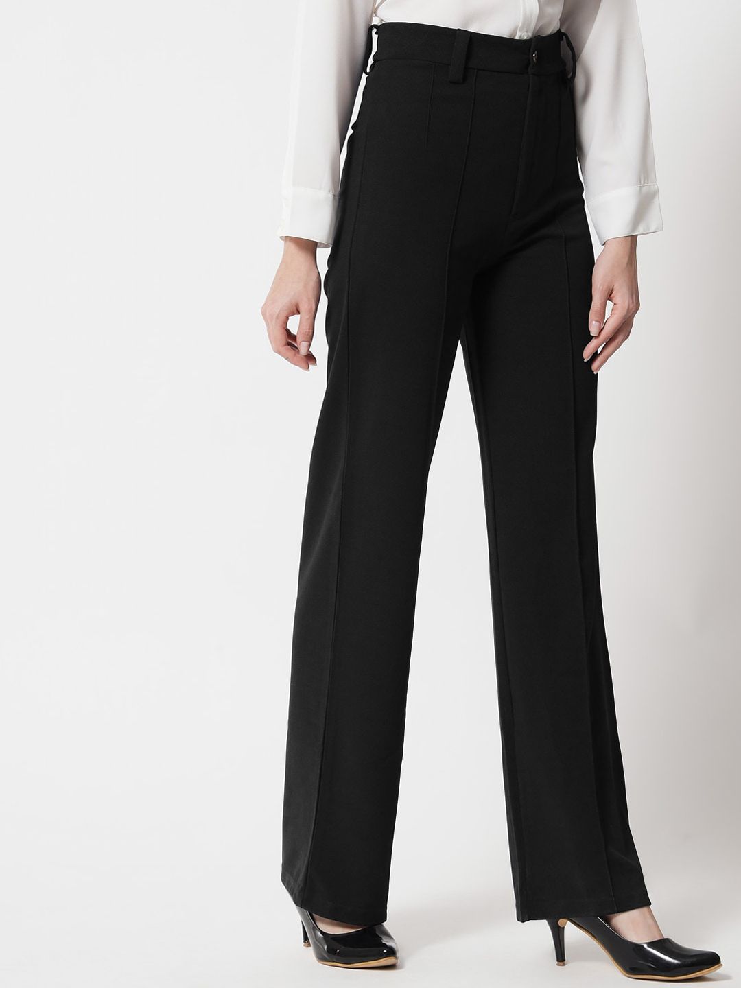 KOTTY BIZwear Basics Women Relaxed Straight Leg Straight Fit High-Rise Parallel Trousers