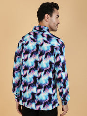 Kotty Men Relaxed Spread Collar Graphic Printed Cotton Casual Shirt