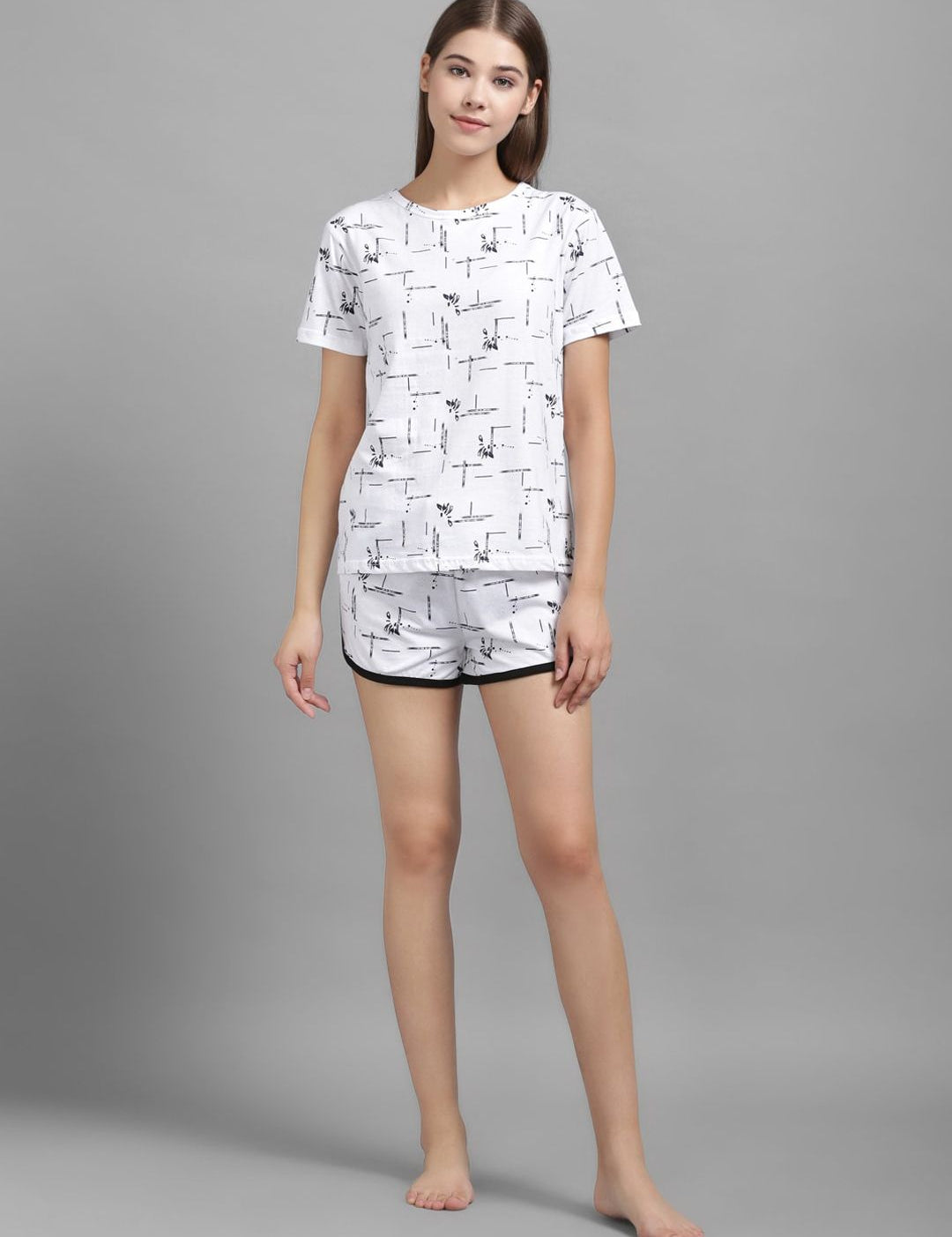 Kotty Women White Printed Night suit