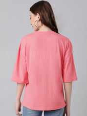 KOTTY Basics Round Neck Drop-Shoulder Sleeves Oversized Fit Cotton T-Shirt