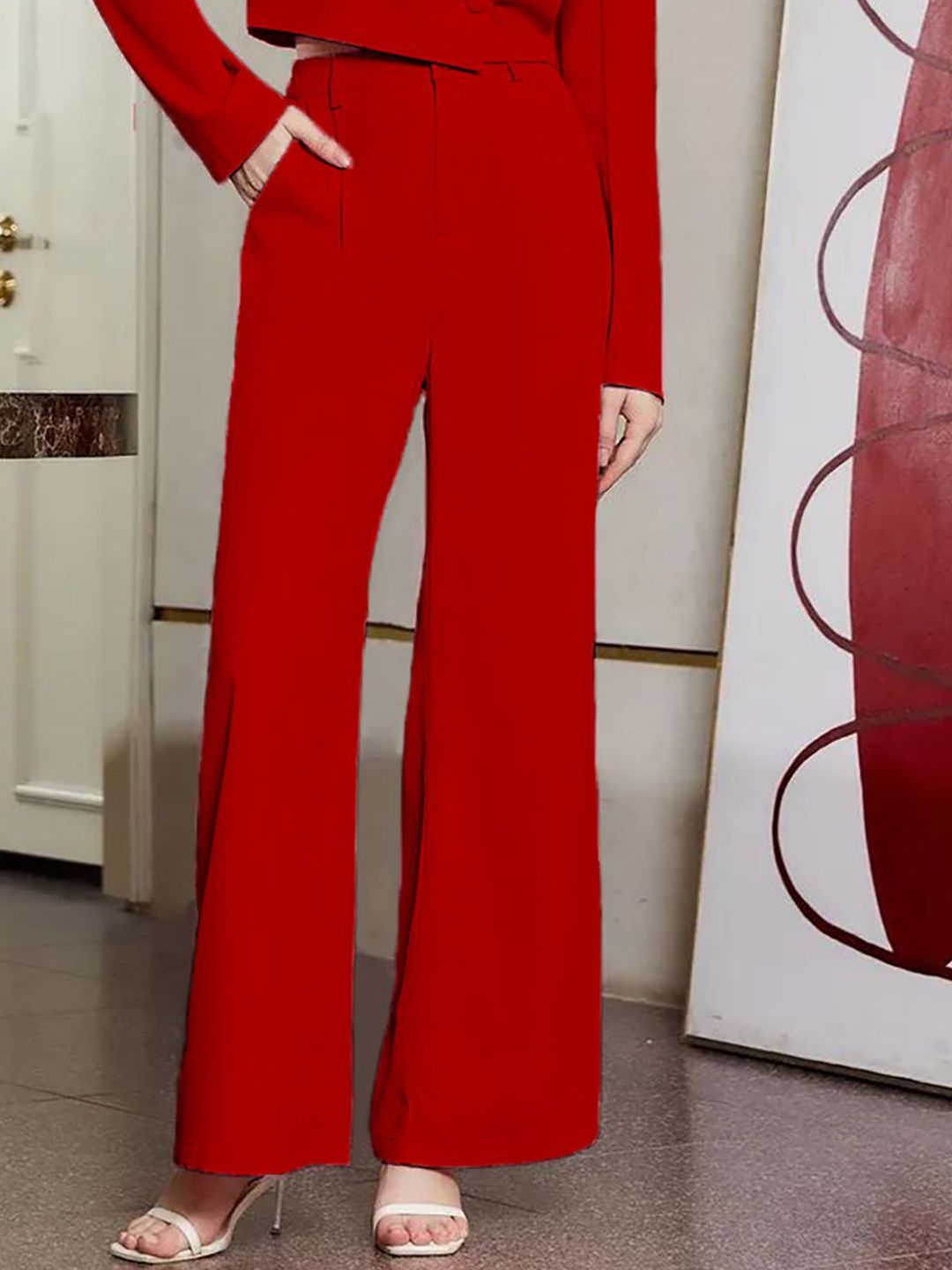 KOTTY BIZwear Women High-Rise Easy Wash Parallel Trousers