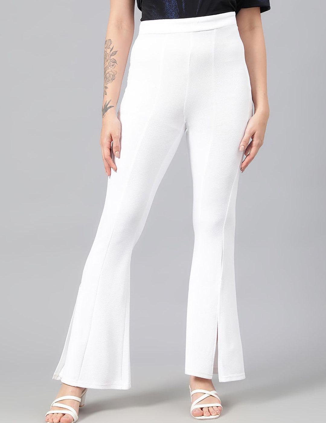 Kotty Women Relaxed High-Rise Easy Wash Flared Bootcut Trousers